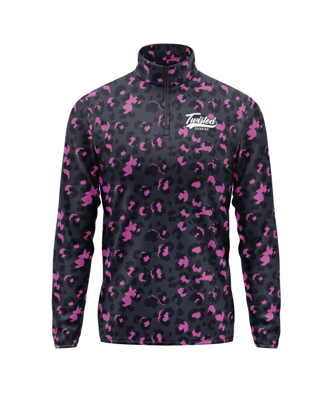Animal Print 1/4 Zip - Grey/Pink