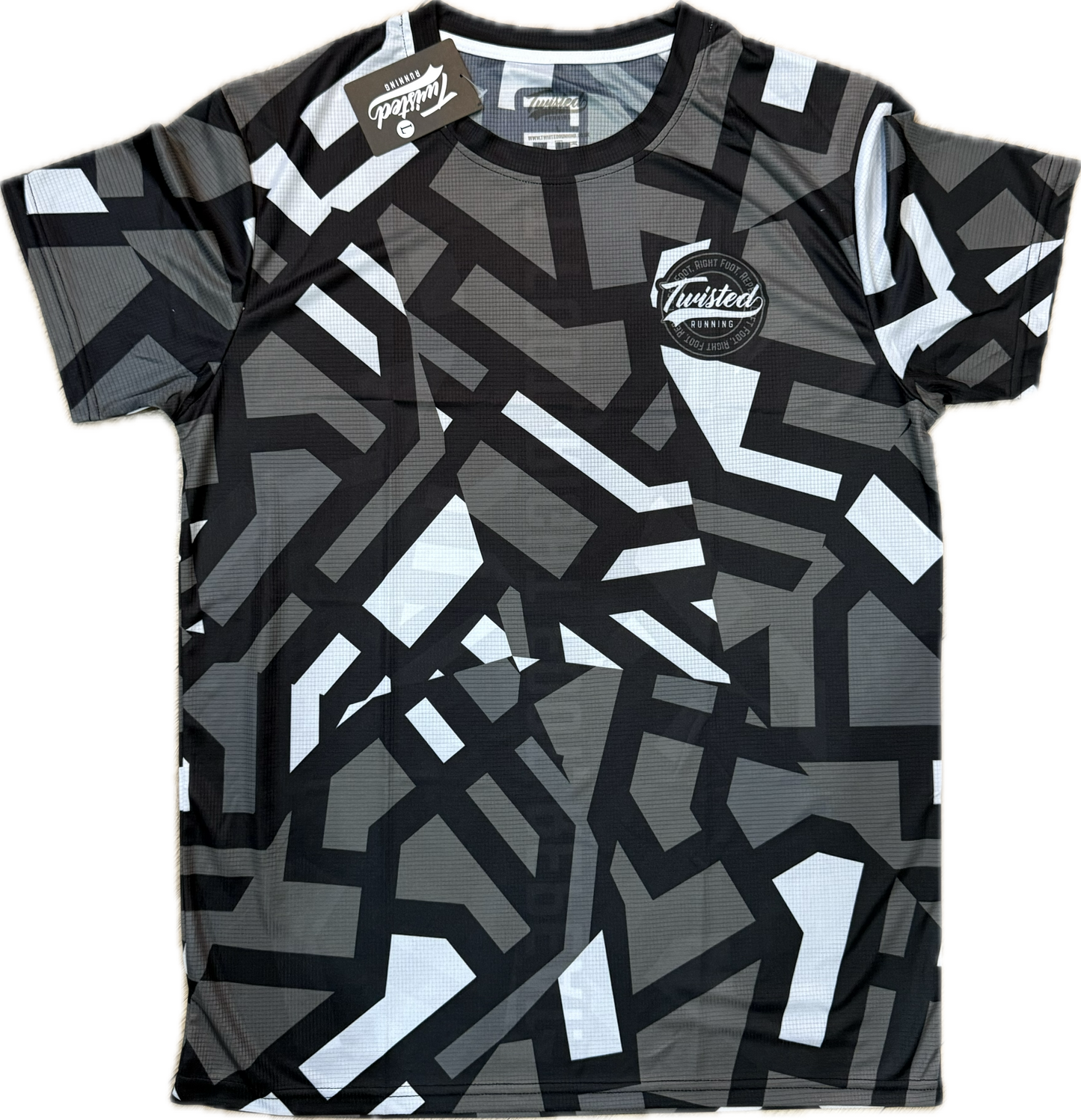 "Shatter" Technical Race Tee –  Black/White