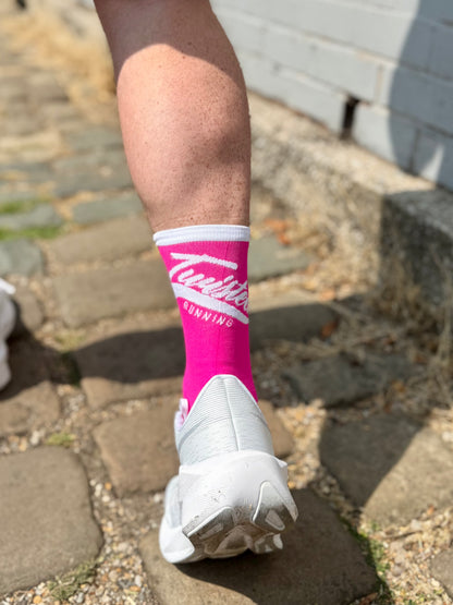 Lean Sock — Hot Pink/White