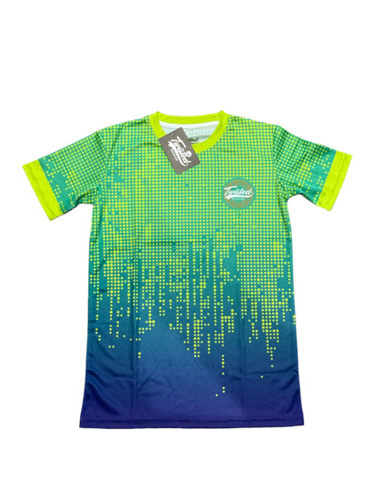 KIDS - "Dot" Technical Running Tee (Green/Blue) (VOLT)