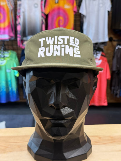 Twisted Running 5 Panel Camper Cap - Olive Green