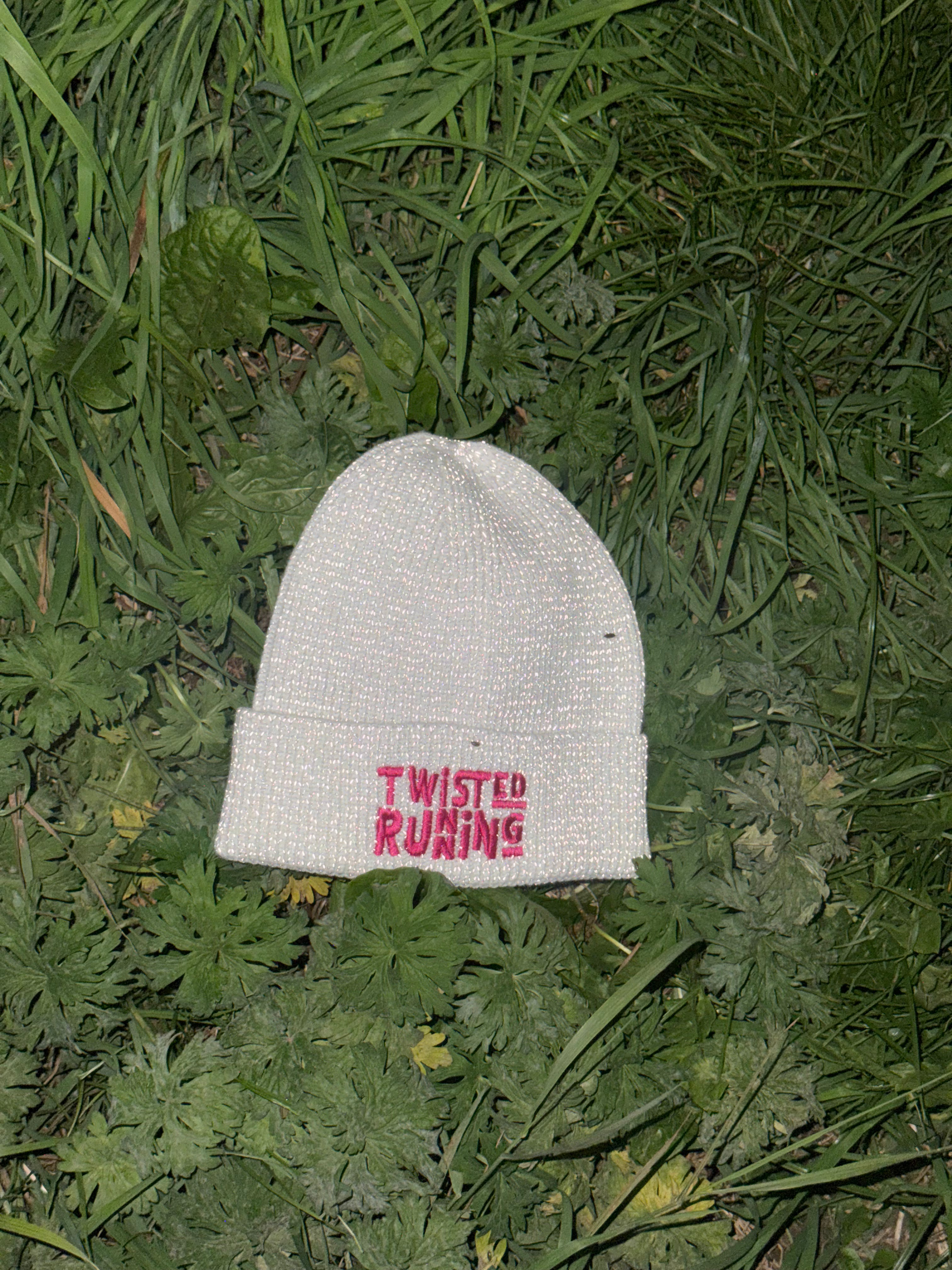 Twisted Reflective Beanie - White