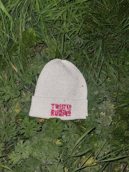 Twisted Reflective Beanie - White