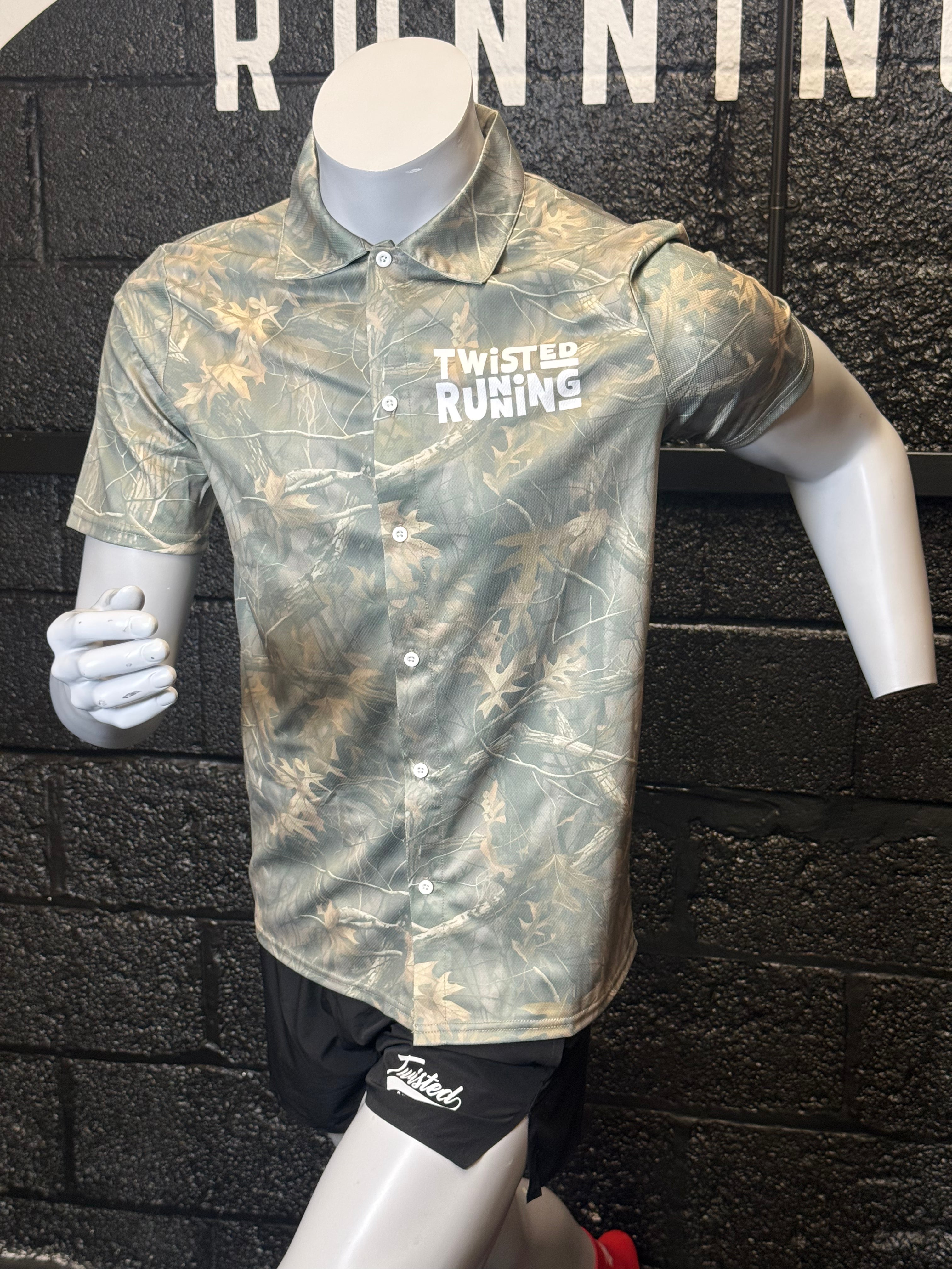 Oak Camo Button Up Technical Running Shirt