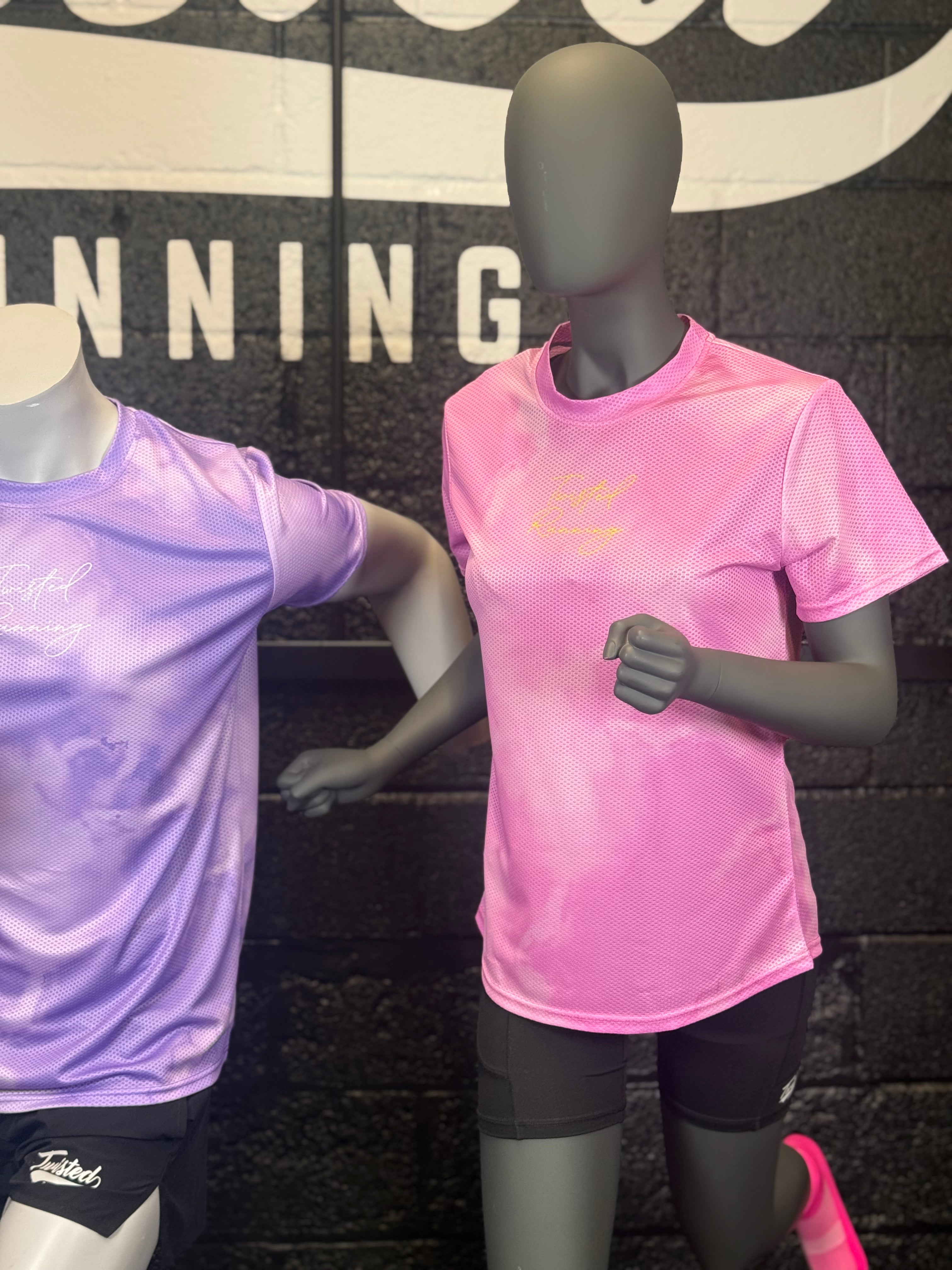Cloudy Tie-Dye Short Sleeve Technical T-Shirt - Pink