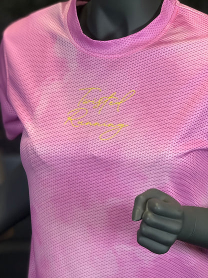 Cloudy Tie-Dye Short Sleeve Technical T-Shirt - Pink