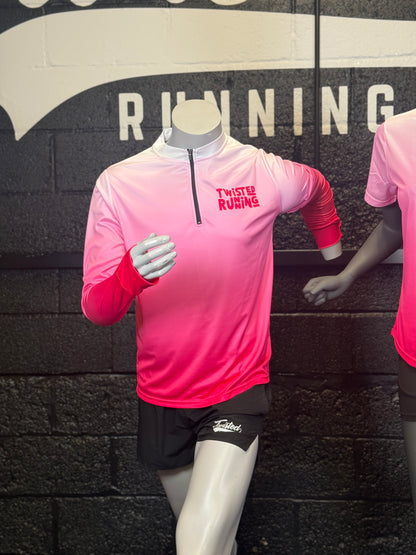 Pink Gradient 1/4 Zip Technical Top