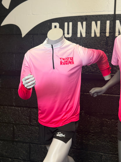 Pink Gradient 1/4 Zip Technical Top