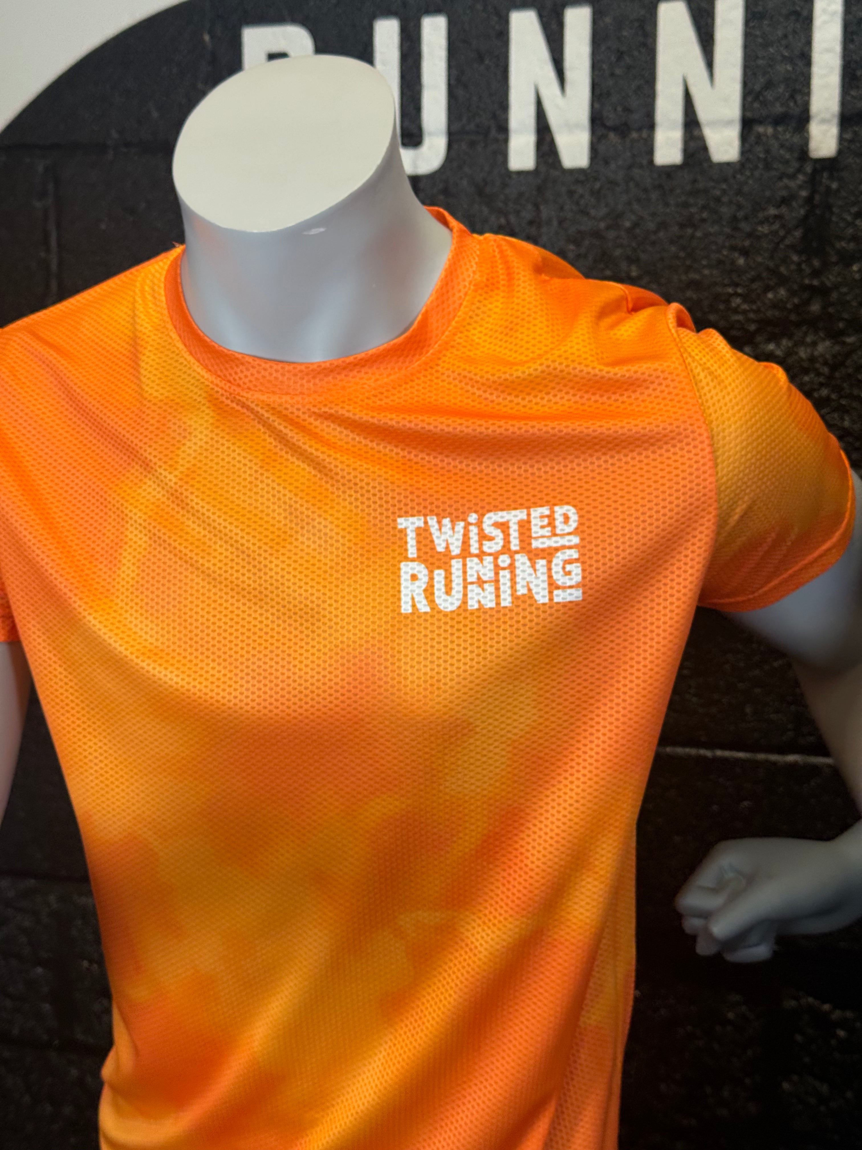 Cloudy Tie-Dye Short Sleeve Technical T-Shirt - Bright Orange