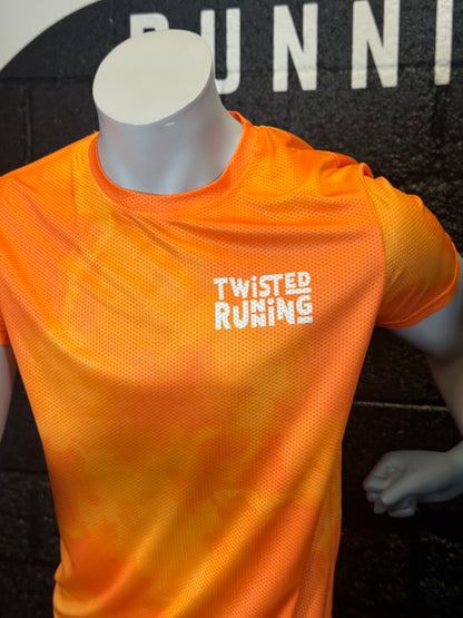 Cloudy Tie-Dye Short Sleeve Technical T-Shirt - Bright Orange