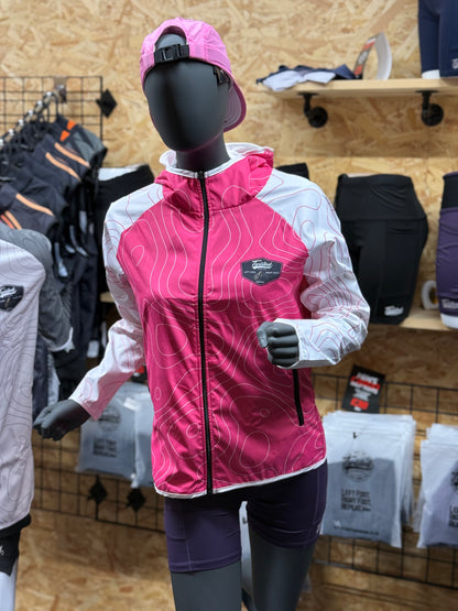 Twisted Running Topographic Windbreaker – Hot Pink/White