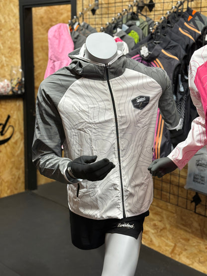 Twisted Running Topographic Windbreaker – Grey/White