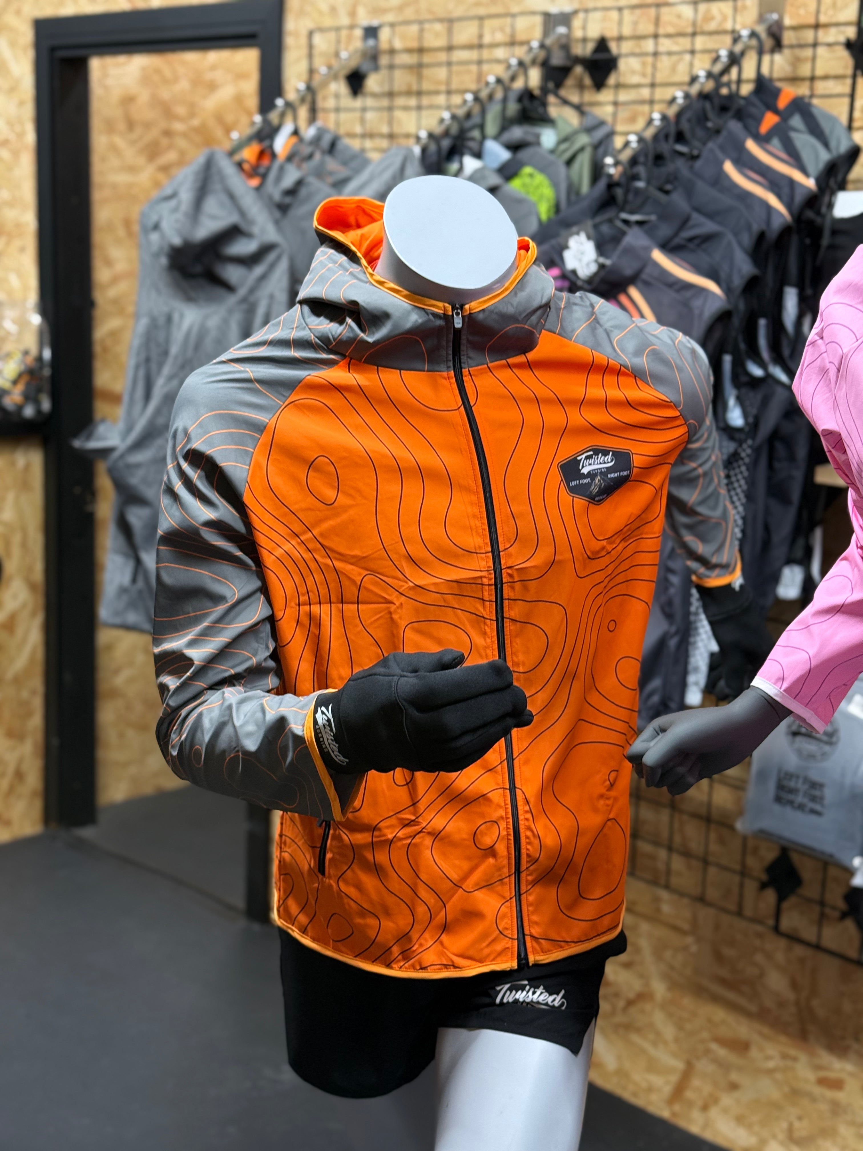 Twisted Running Topographic Windbreaker – Orange/Grey