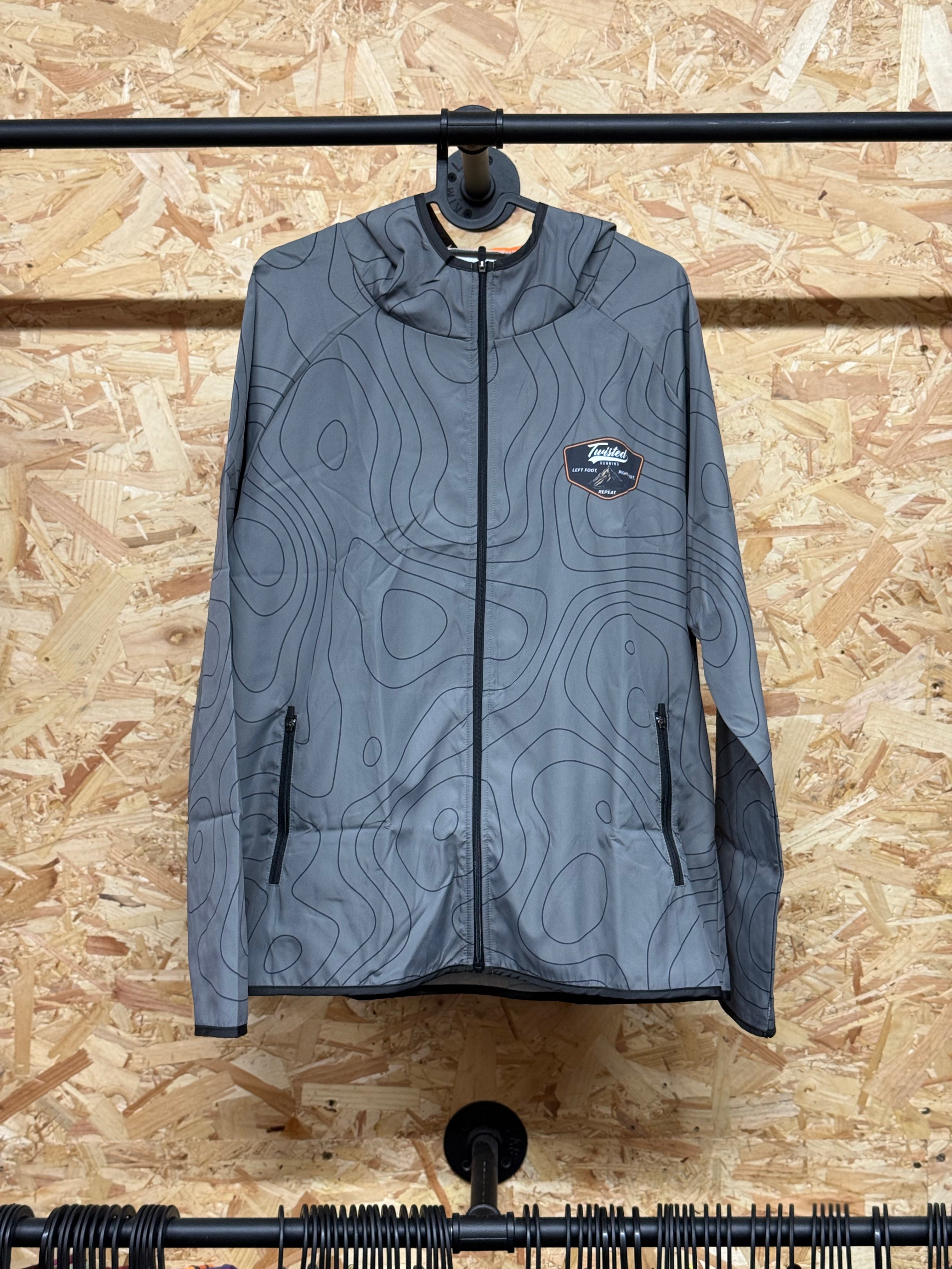 Twisted Running Topographic Windbreaker – Grey/Orange
