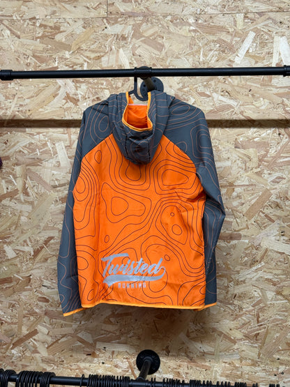 Twisted Running Topographic Windbreaker – Orange/Grey