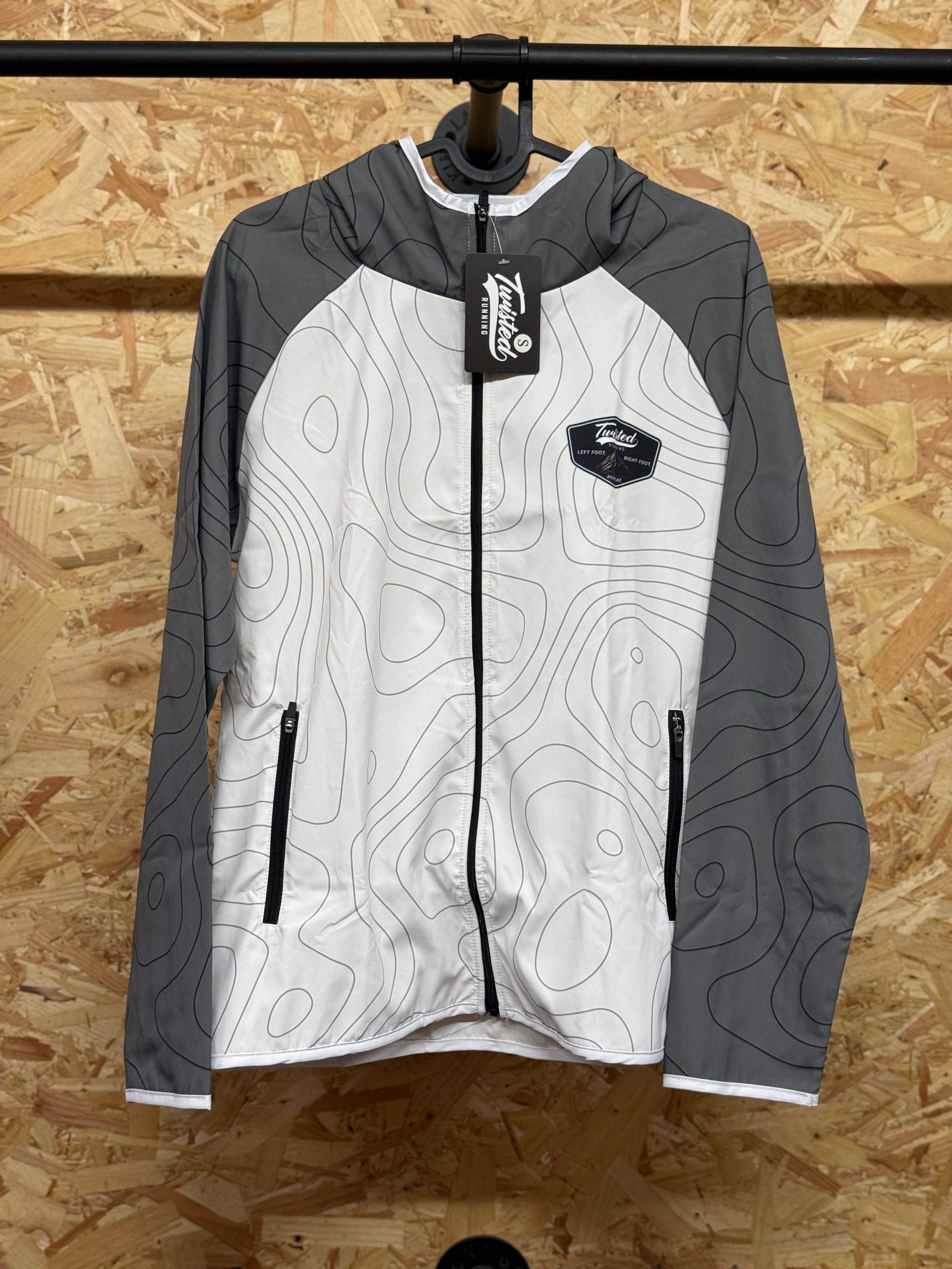 Twisted Running Topographic Windbreaker – Grey/White