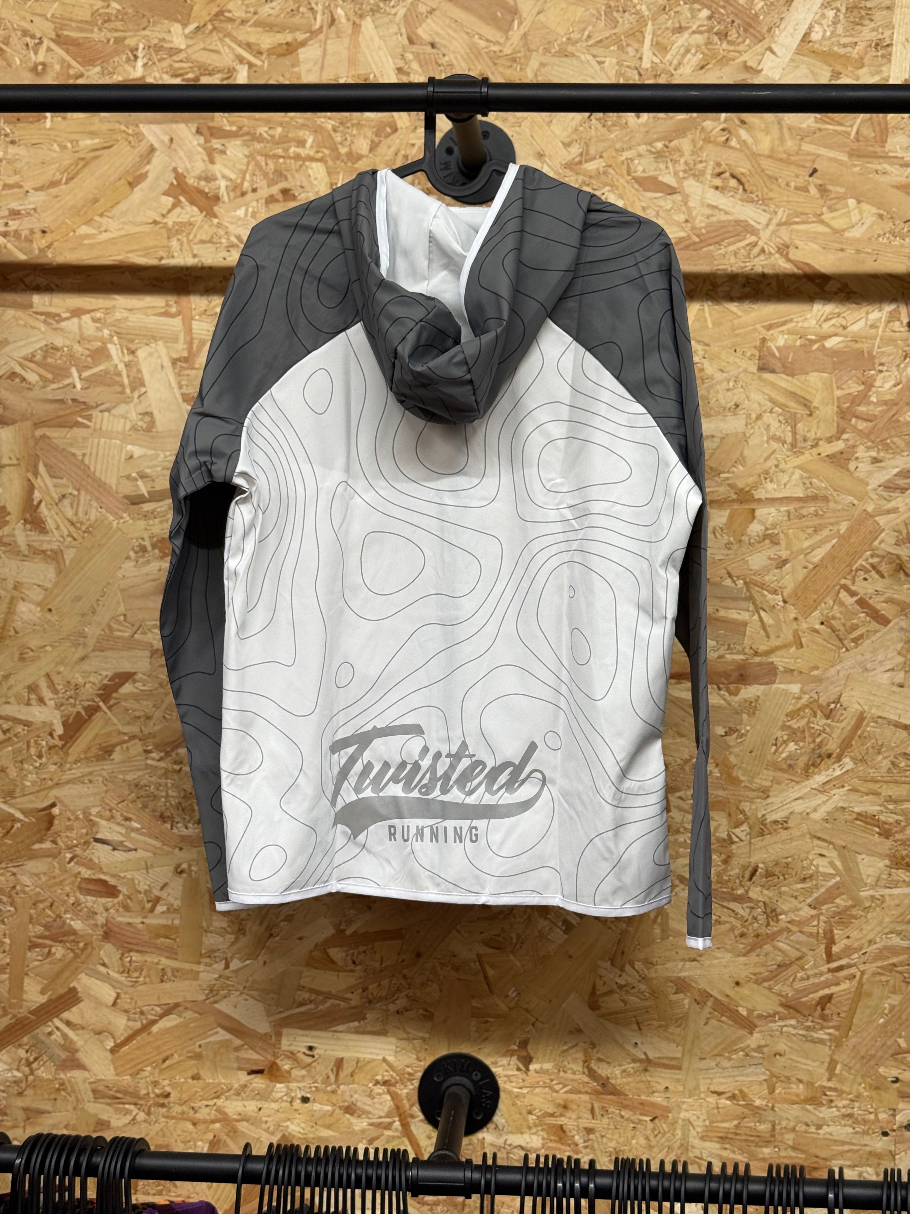 Twisted Running Topographic Windbreaker – Grey/White