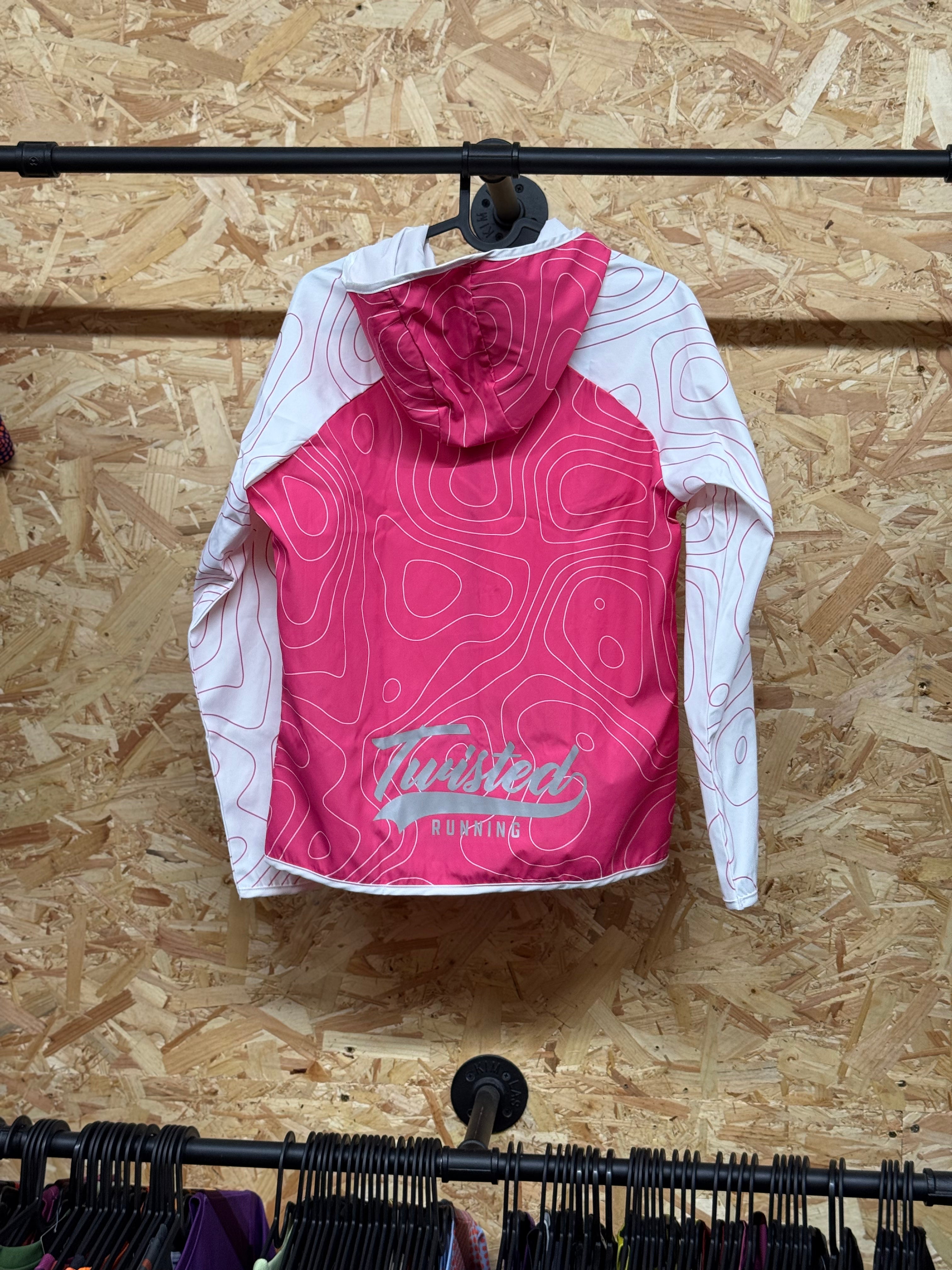 Twisted Running Topographic Windbreaker – Hot Pink/White