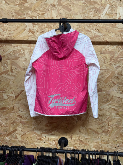 Twisted Running Topographic Windbreaker – Hot Pink/White