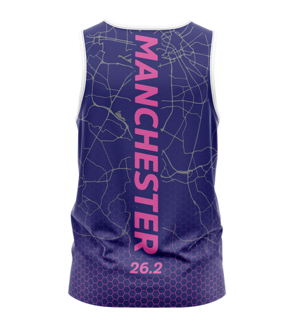 Navy/Pink Manchester 26.2 Race/Finisher Tank – A Marathon Worthy Tribute (Pre-Order) Please Read Description