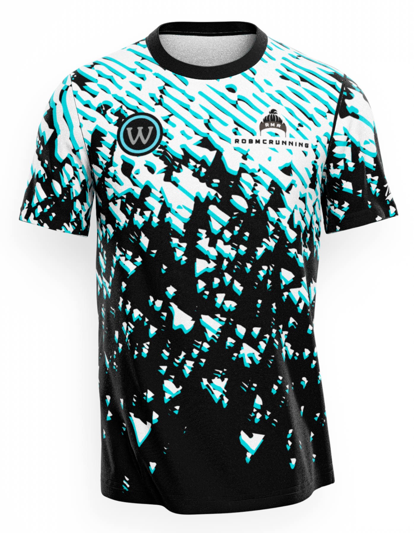 Rob McRunning - Waterside Short Sleeve Tee - Black/White/Aqua