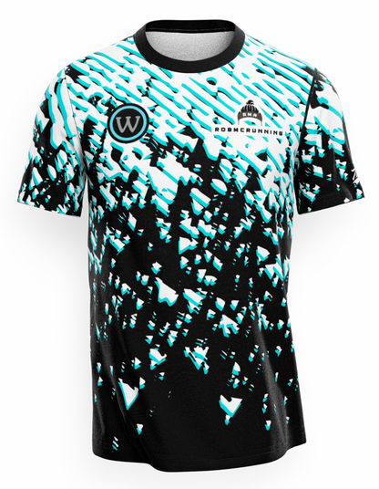Rob McRunning - Waterside Short Sleeve Tee - Black/White/Aqua