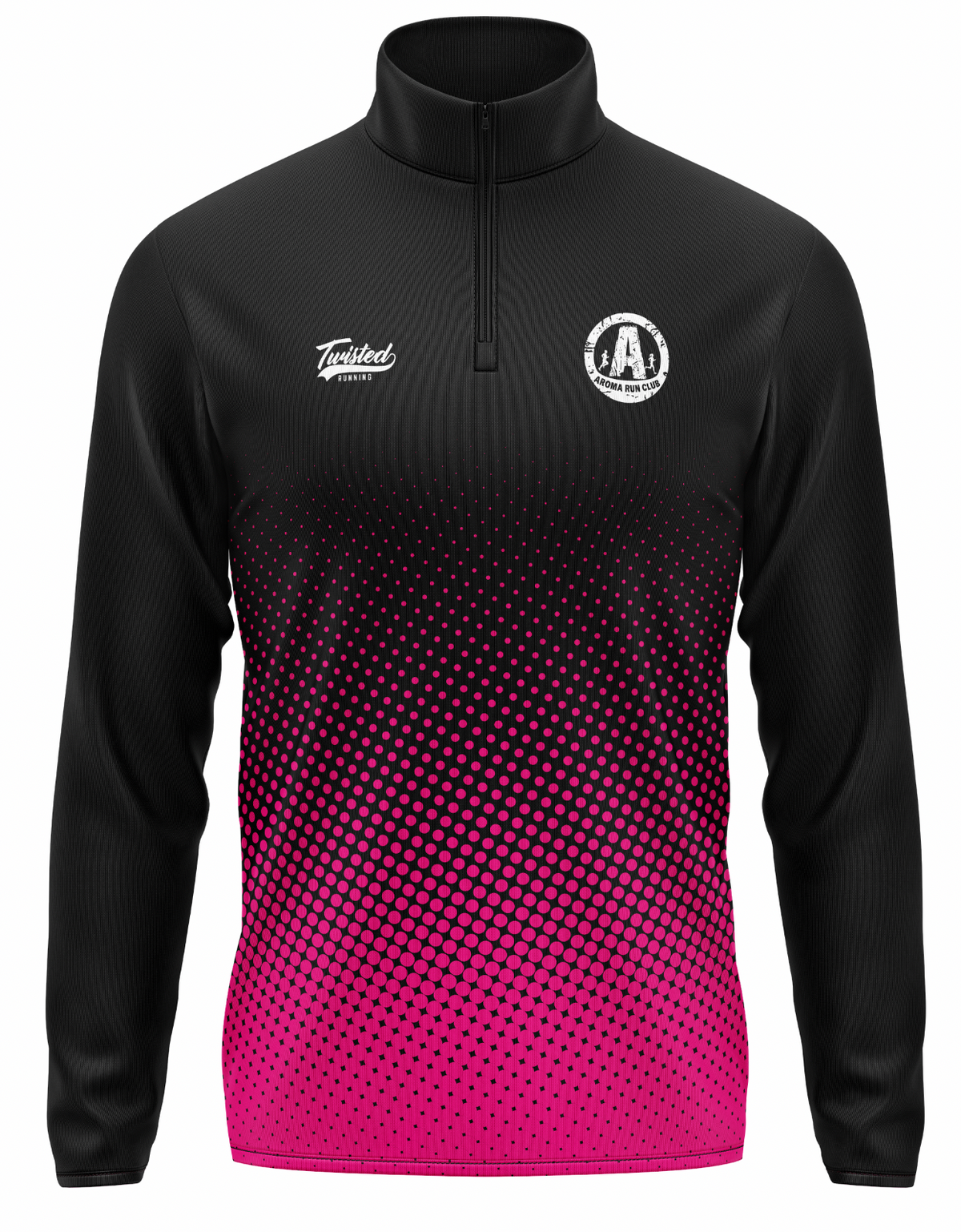 Aroma Run Club 1/4 Zip - Black/Pink