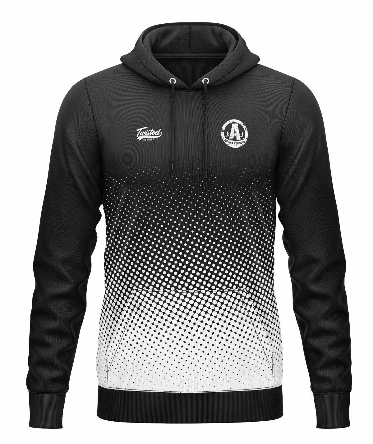 Aroma Run Club Hoodie (Polyester) - Black/White