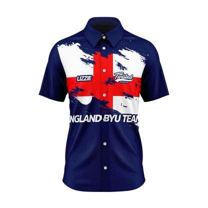 England BYU Button Up Shirt - Red/White/Blue