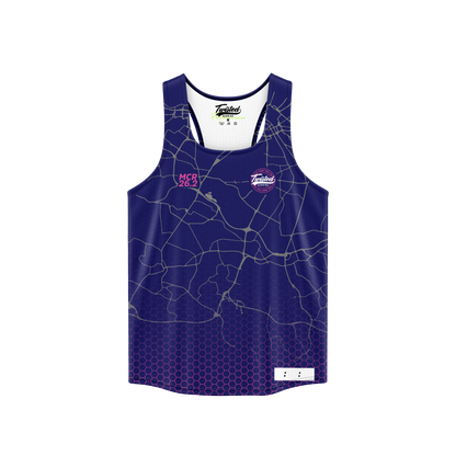 Navy/Pink Manchester 26.2 Race/Finisher Vest – A Marathon Worthy Tribute (Pre-Order) Please Read Description
