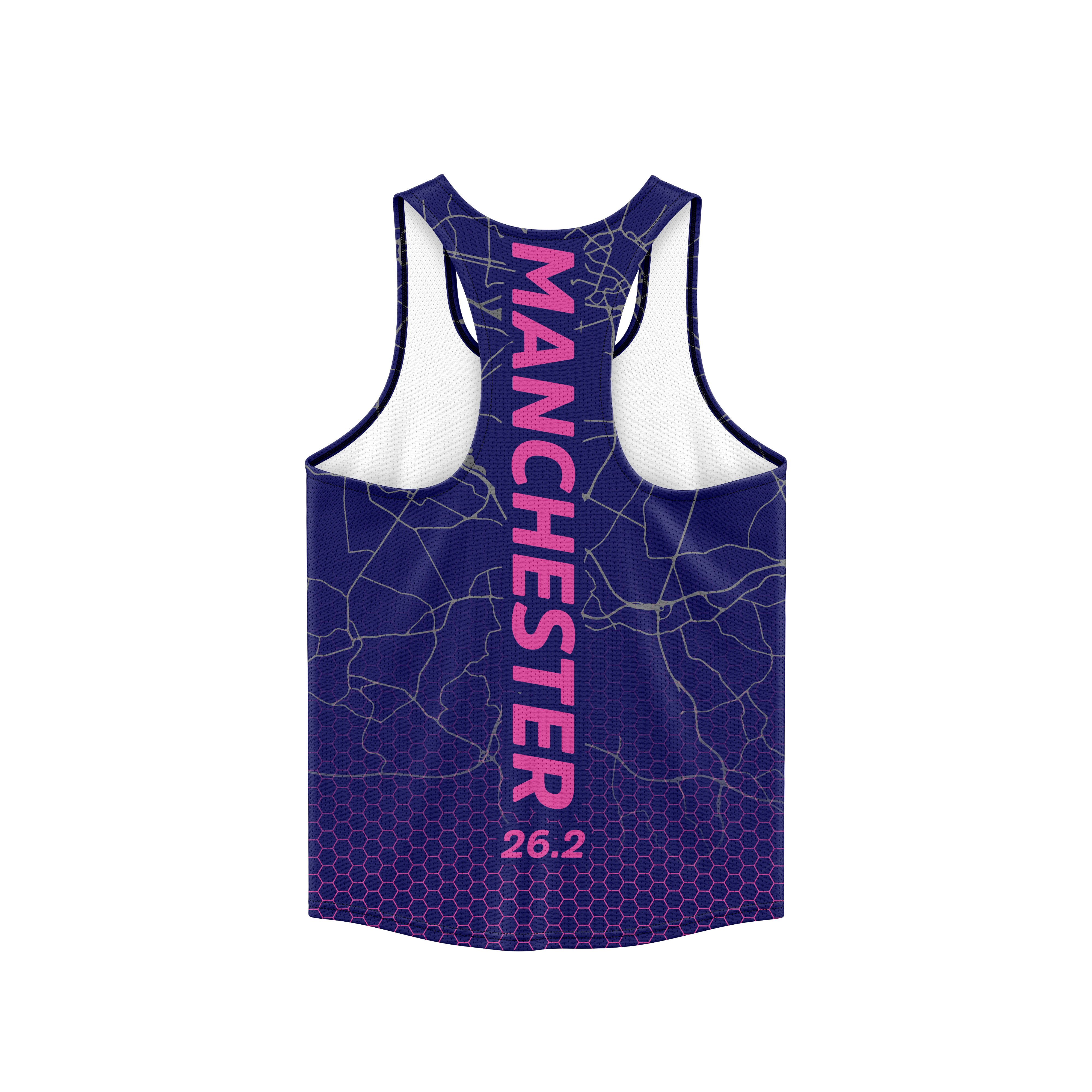 Navy/Pink Manchester 26.2 Race/Finisher Vest – A Marathon Worthy Tribute (Pre-Order) Please Read Description