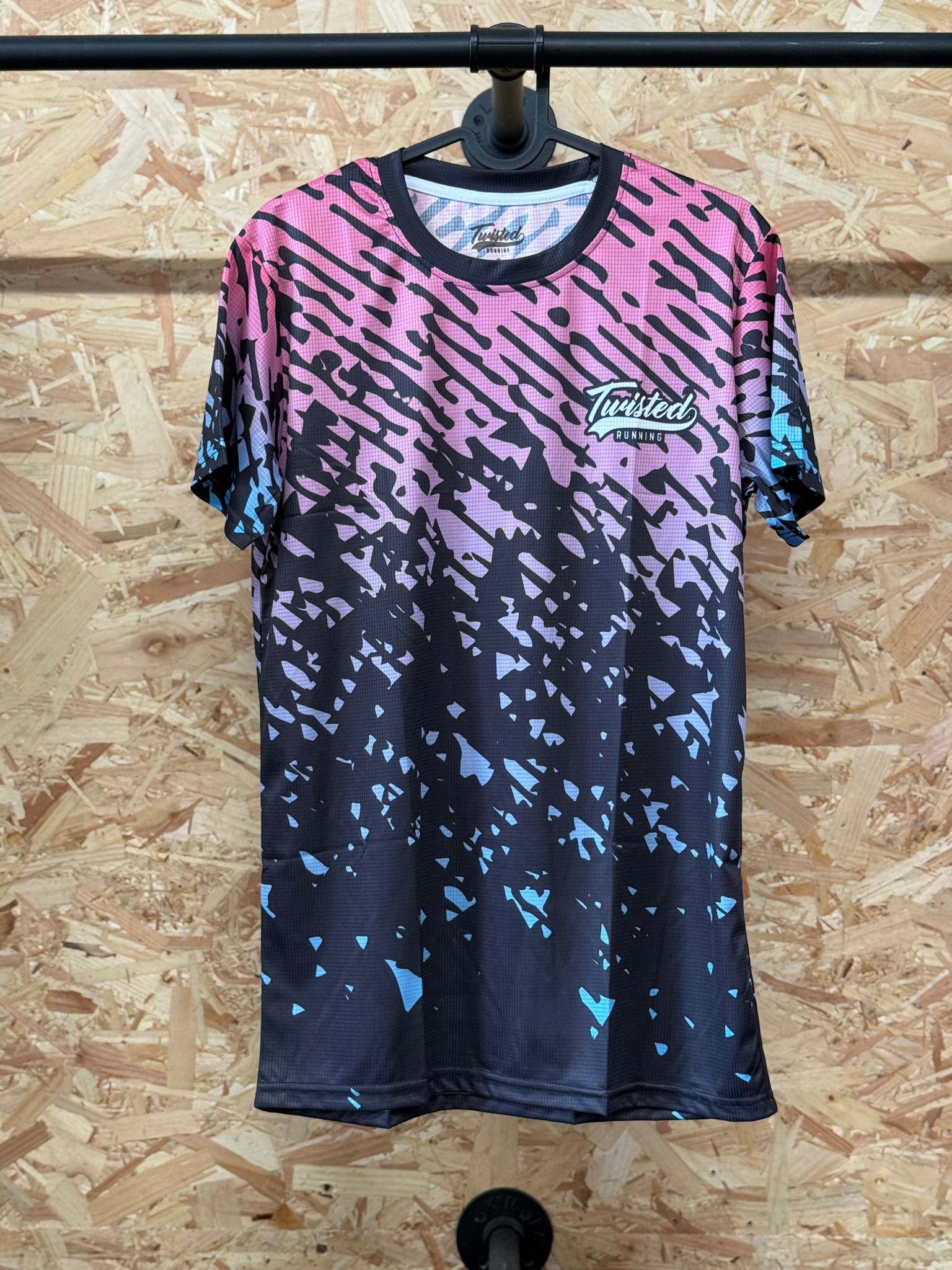 💜 Inverted Trails Tee – Pink/Blue (Black Base)
