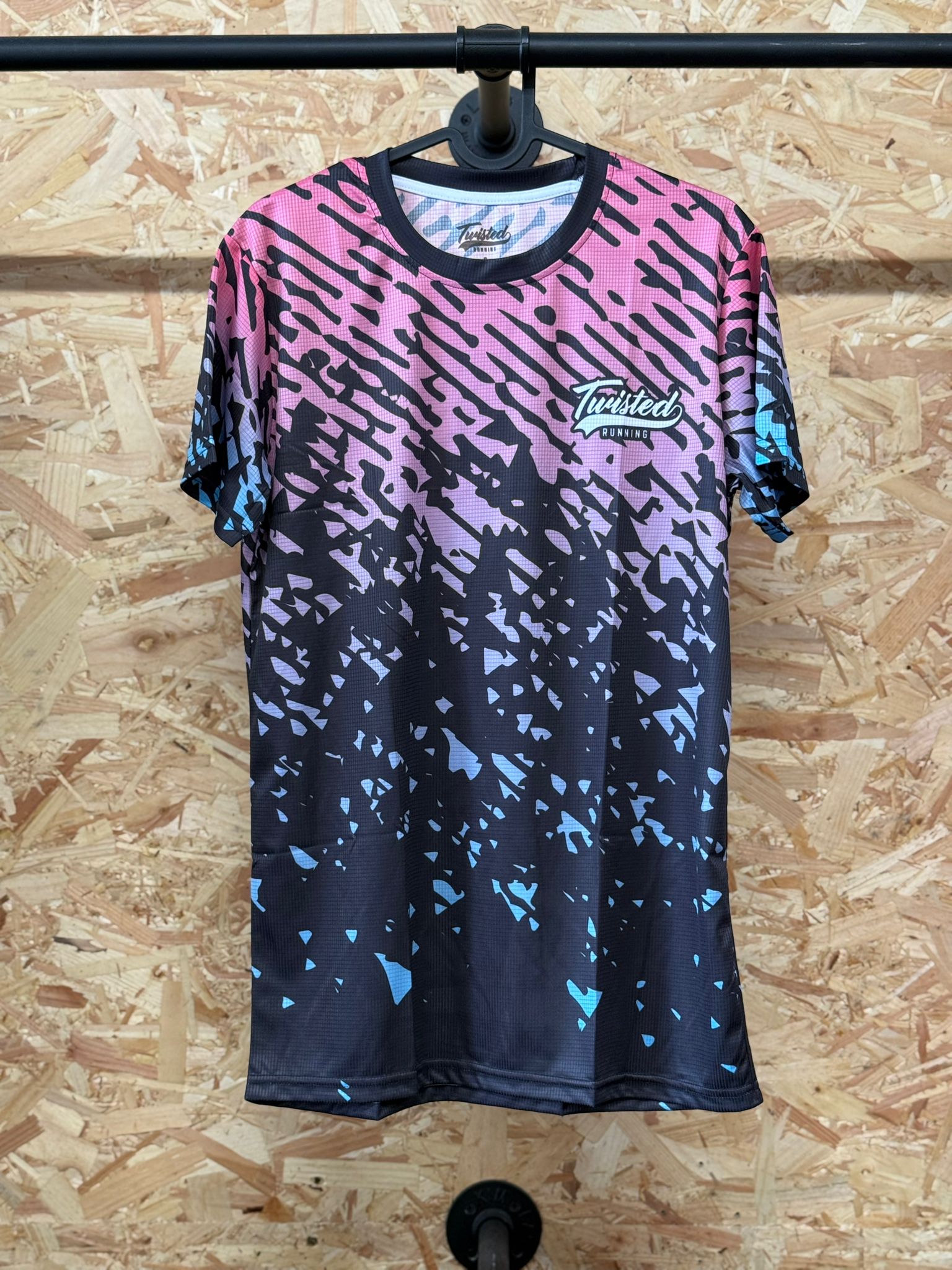 💜 Inverted Trails Tee – Pink/Blue (Black Base)