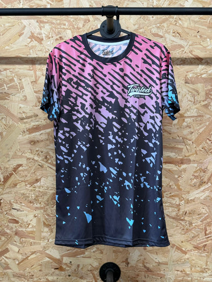 💜 Inverted Trails Tee – Pink/Blue (Black Base)