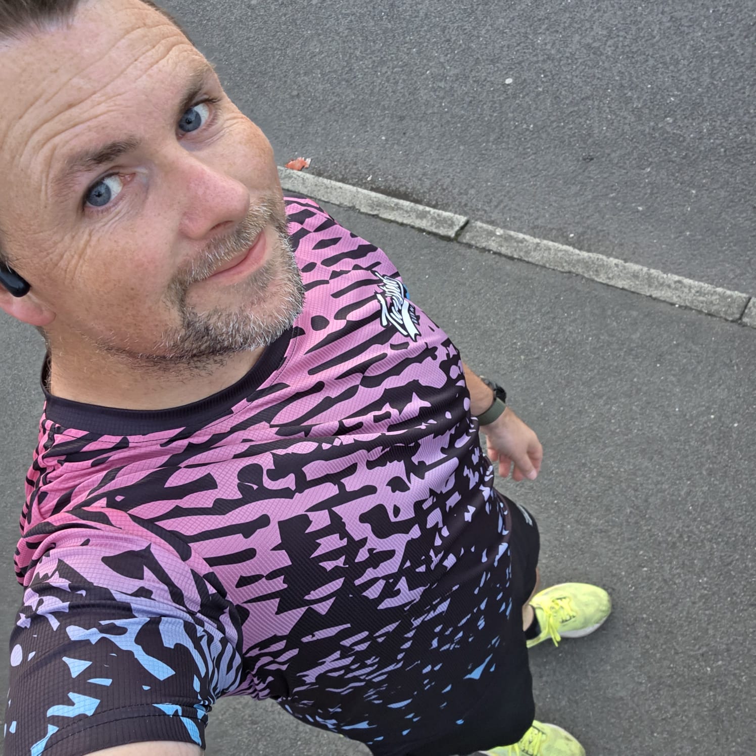 💜 Inverted Trails Tee – Pink/Blue (Black Base)