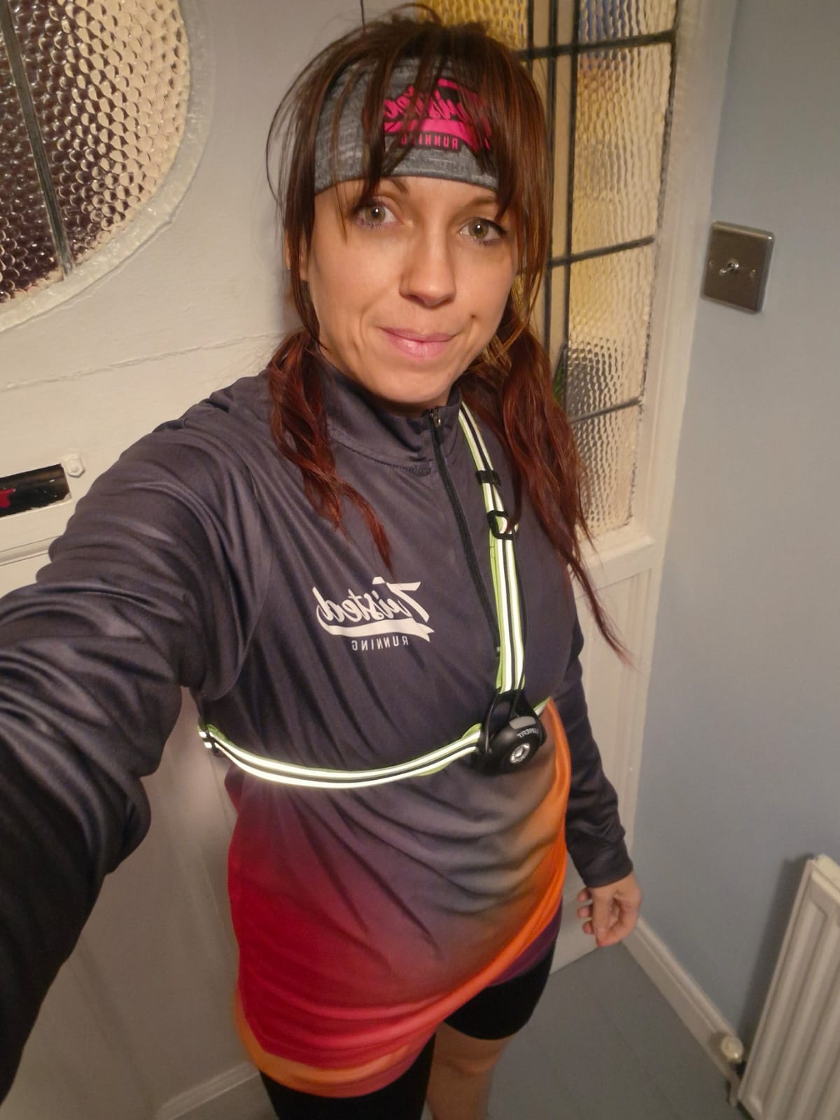 Twisted Running ¼ Zip – Charcoal / Orange / Pink