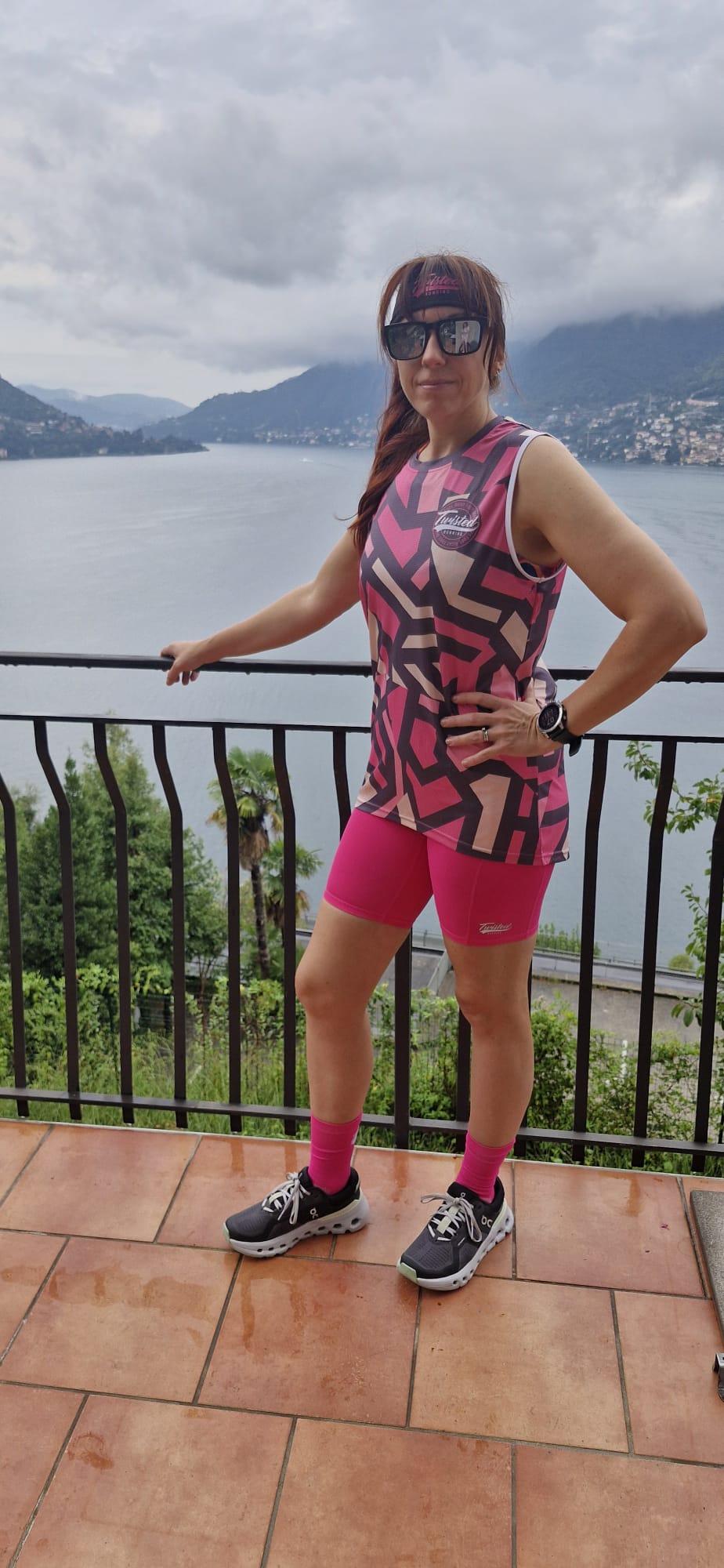 "Shatter" Sleeveless Race Tee (Tank)  –  Rhubarb