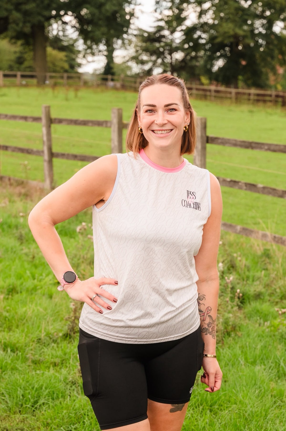 Jess B Coaching Tank - Vanilla/Baby Pink