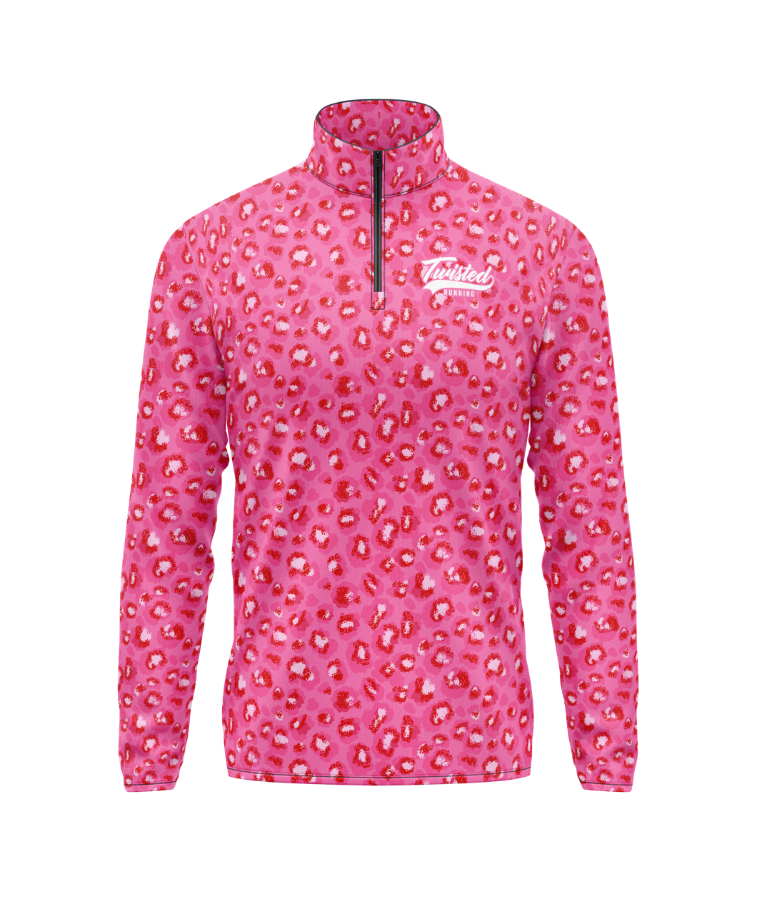Animal Print 1/4 Zip - Light Pink