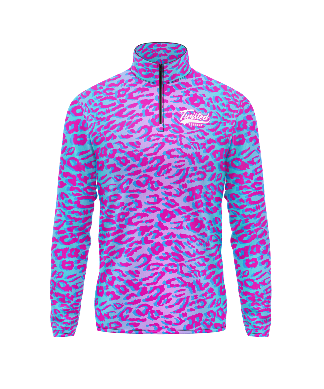 Animal Print 1/4 Zip - Pink/Blue