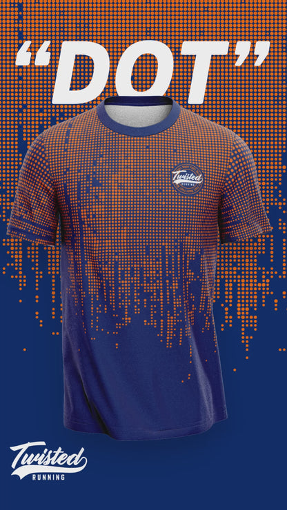 "Dot" Technical Running Tee (Navy/Orange)