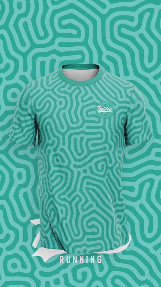 A-MAZE-ING Technical Race Tee – Teal & Aqua