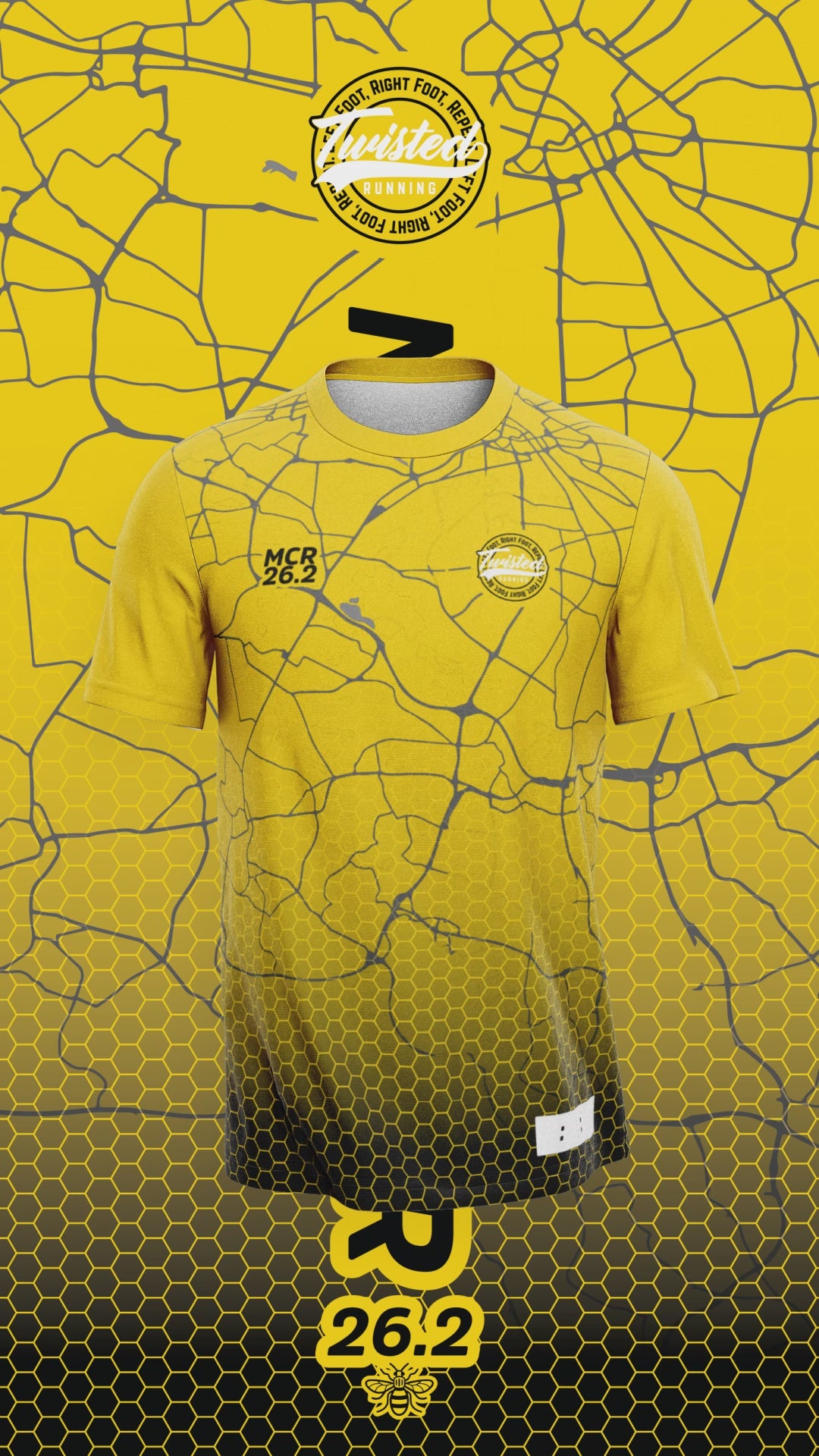 Load video: Yellow/Black Manchester 26.2 Race/Finisher Tee – A Marathon Worthy Tribute (Pre-Order) Please Read Description