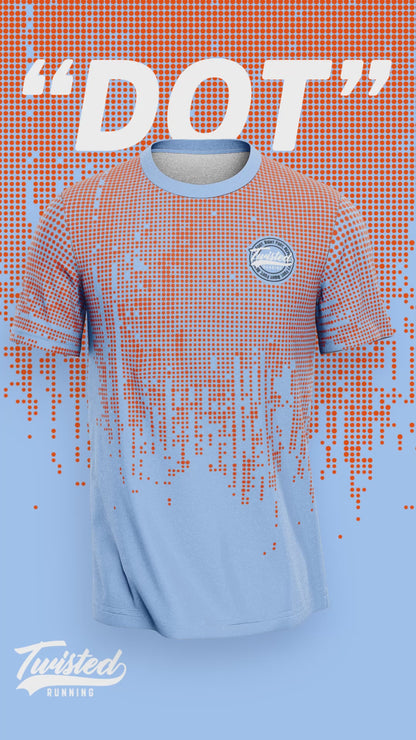 "Dot" Technical Running Tee (Light Blue/Orange)