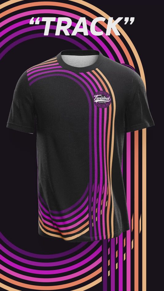 "Track" Technical Tee - Black/Purple/Orange