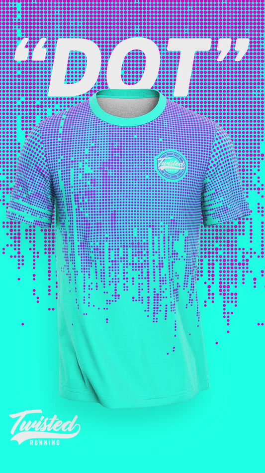 "Dot" Technical Running Tee (Turquoise/Pink)