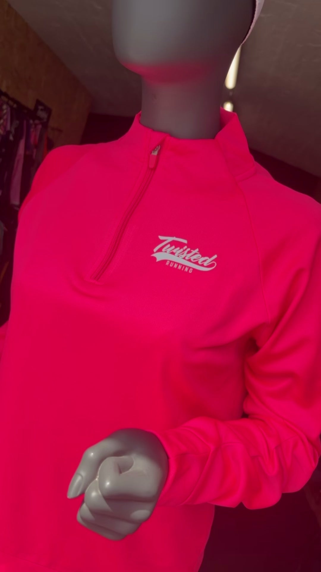 Load video: Fluro Pink 1/4 zip