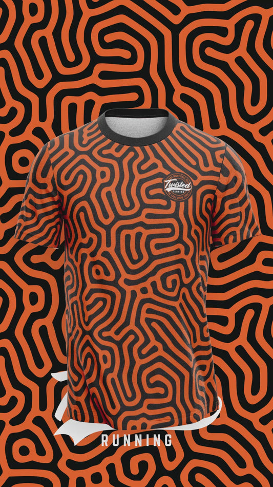 A-MAZE-ING Technical Race Tee – Orange & Balck