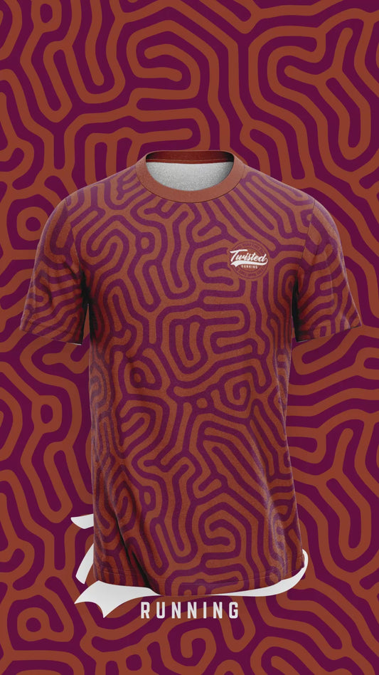 A-MAZE-ING Technical Race Tee –  Brown & Wine Red