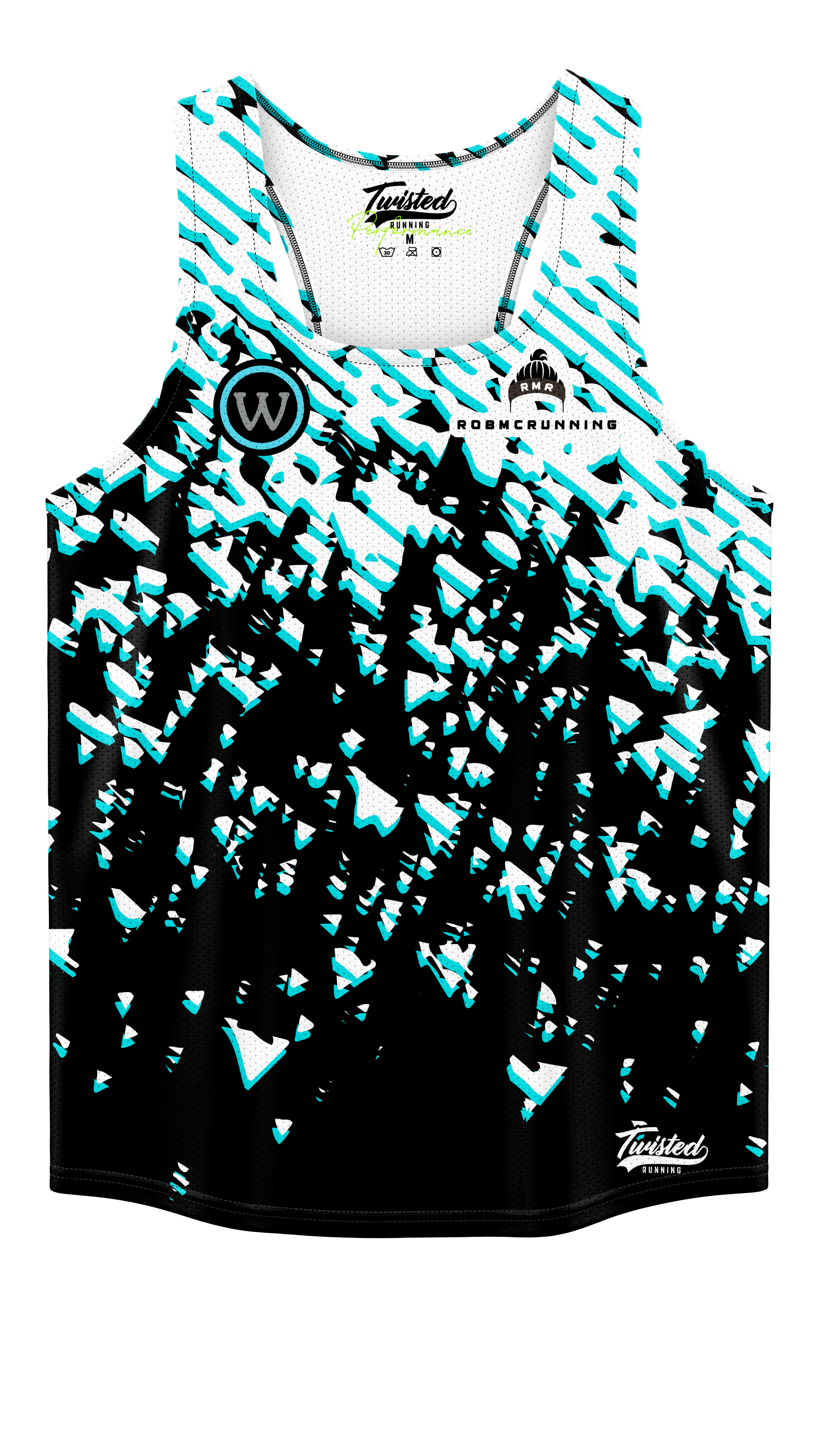 Rob McRunning - Waterside Vest - Black/White/Aqua